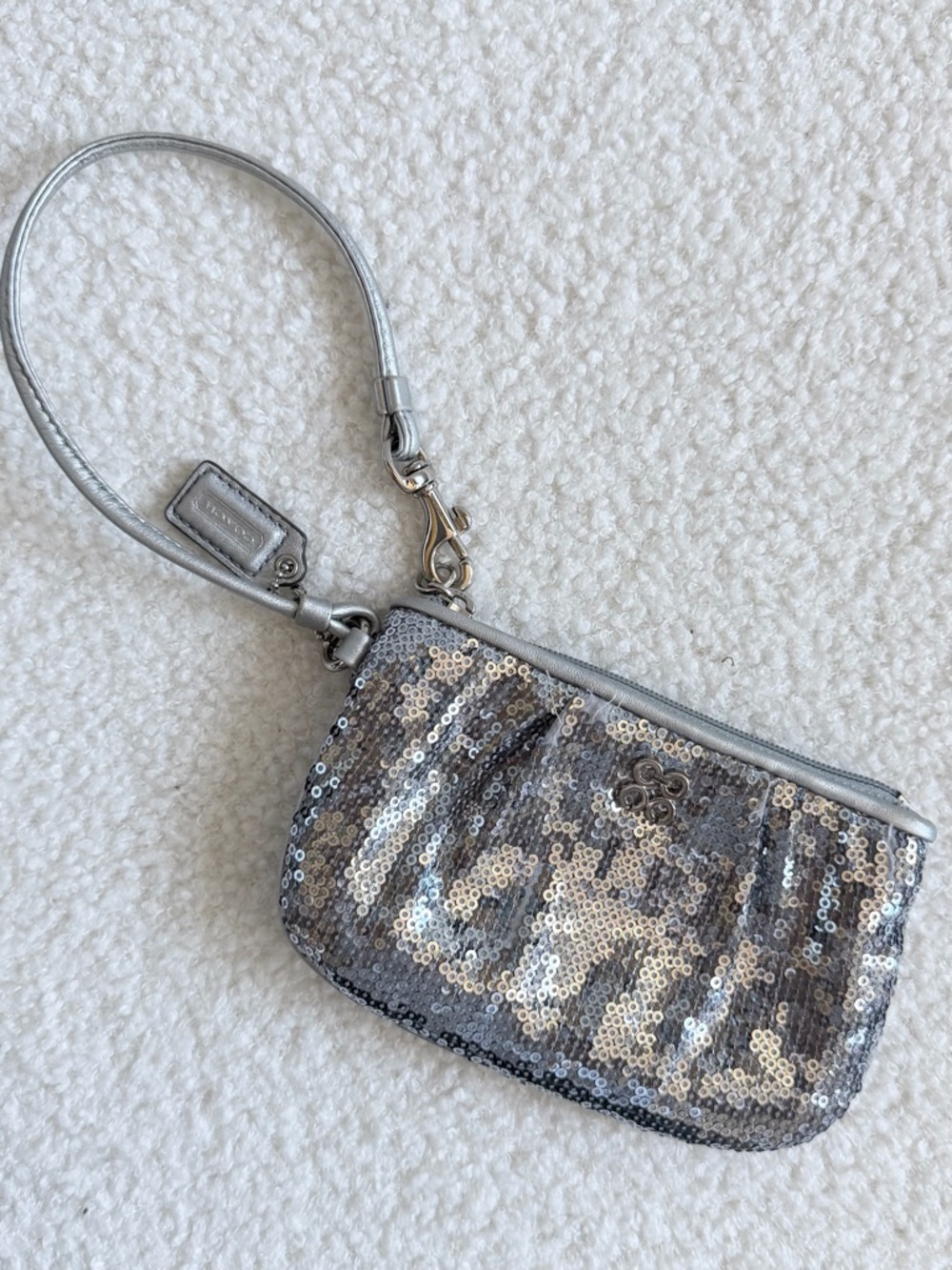 Vintage Coach Silver Sequin Wristlet